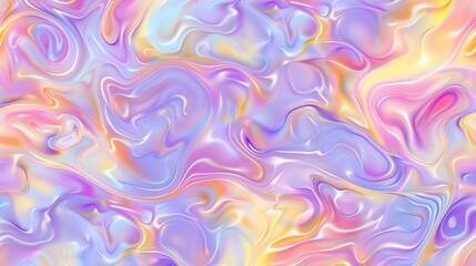 A seamless pattern with holographic liquid in a pastel rainbow, their colors swirling and blending to create an ethereal atmosphere. - obrazy, fototapety, plakaty