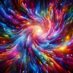 Obraz premium Rainbow Rapture characterized by abstract colorful shapes cascading and intertwining in a radiant display of vibrant hues and energetic patterns