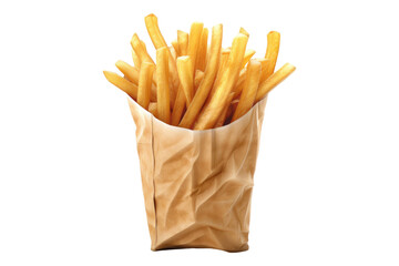 Set of French fries wrapped with paper isolated on transparent background