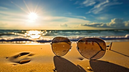 beach sun wearing sunglasses