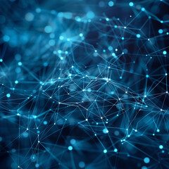 Obraz premium The image shows a glowing blue neural network.