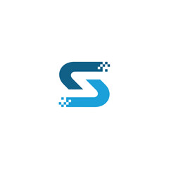 Initial Letter S Pixels vector logo design template