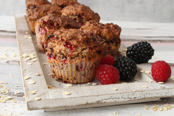 Sugar-Free Baked Oat Breakfast Muffins with Berries