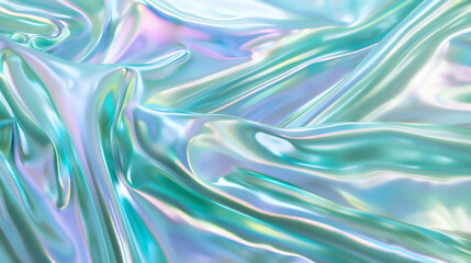 Hologram green cellophane wavy texture background, abstract, fabric, satin, liquid, prism
 - obrazy, fototapety, plakaty
