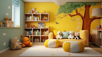 vibrant kids room interior