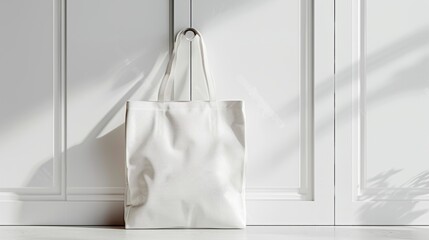 A Blank White Eco Bag Ready for Your Design, Emphasizing Sustainability
