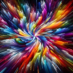 Obraz premium Rainbow Rapture characterized by abstract colorful shapes cascading and intertwining in a radiant display of vibrant hues and energetic patterns