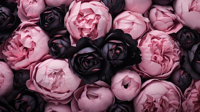 roses pastel pink black