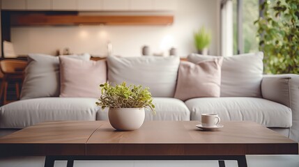 coffee blurred living room modern interior