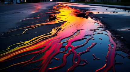 pavement rainbow oil