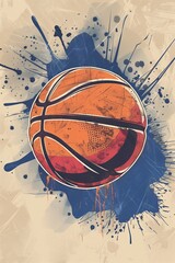 Dynamic basketball artwork with grunge elements