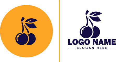 cherry icon Bing Maraschino Tart flat logo sign symbol editable vector