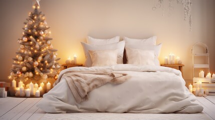 decorated blurred christmas mockup interior