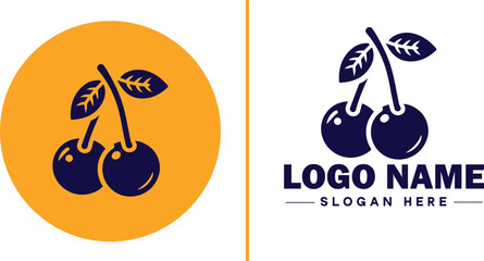 cherry icon Bing Maraschino Tart flat logo sign symbol editable vector