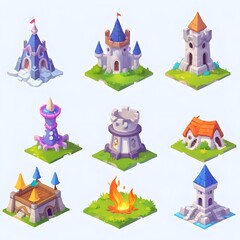 Ilustration Set of Casual Game Aset resources on isolated