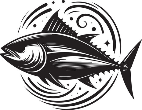 recommend clip art: Sea fish silhouette isolated on white background. logo 