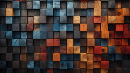 Wooden Block Pattern with Vivid Textures and Colors