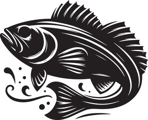 Sea fish silhouette isolated on white background. logo 