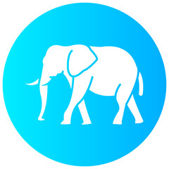 elephant round glyph vector icon