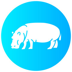hippopotamus round glyph vector icon