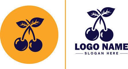 cherry icon Bing Maraschino Tart flat logo sign symbol editable vector