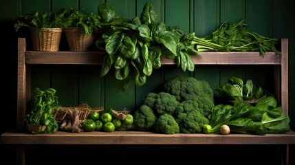 vegetables wooden spinach green