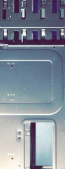 Metal computer case close-up. Computer Accessories Conception. Digital Wallpaper