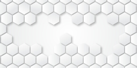 White Hexagonal Background. Luxury White Pattern. Vector Illustration. 3D Futuristic abstract honeycomb mosaic white background. geometric mesh cell texture. modern futuristic wallpaper.