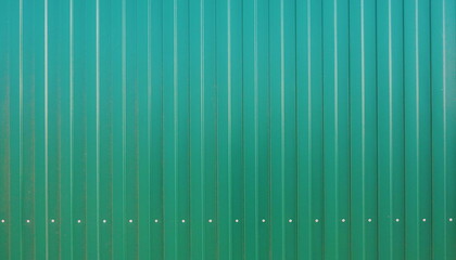 Close-Up Green Corrugated Metal Wall Full Frame