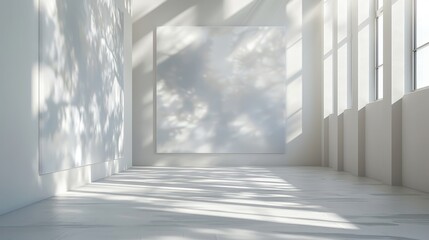 Obraz premium A white room with a large white wall and a white painting on it