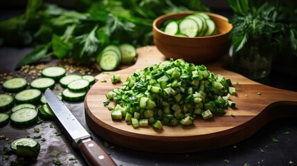 salad chopped cucumber background