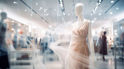 racks blurred retail store interior