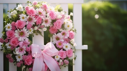 daisies pink floral wreath