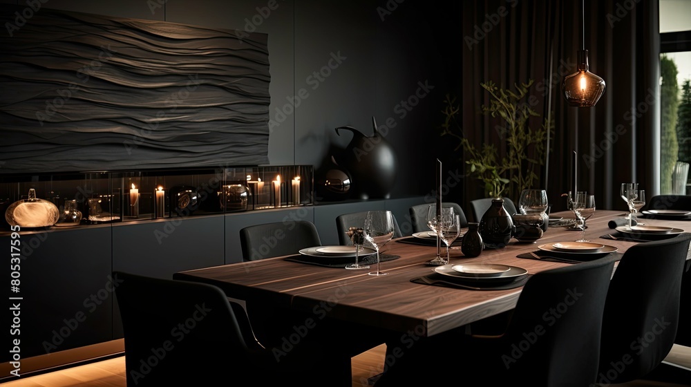 Canvas Prints sophisticated blurred black interior design