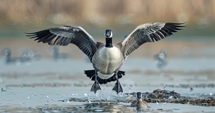 The Majestic Barnacle Goose, Branta leucopsis, Gears Up for a Smooth Landing