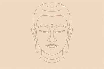 Abstract meditative calm, zen buddha line art on soft background evoking serenity and mindfulness. Great as logo or print design inspiration