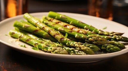 grilled view asparagus green