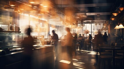 coffee blurred urban interiors