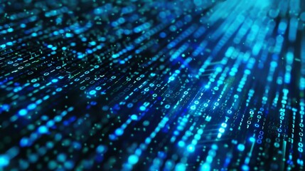 Obraz premium Abstract Digital Realm: Binary Code and AI Algorithms Operating in a Dynamic Background