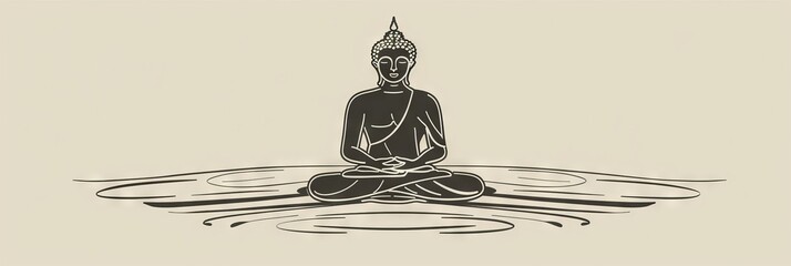 Abstract meditative calm, zen buddha line art on soft background evoking serenity and mindfulness. Great as logo or print design inspiration