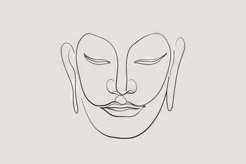 Abstract meditative calm, zen buddha line art on soft background evoking serenity and mindfulness. Great as logo or print design inspiration