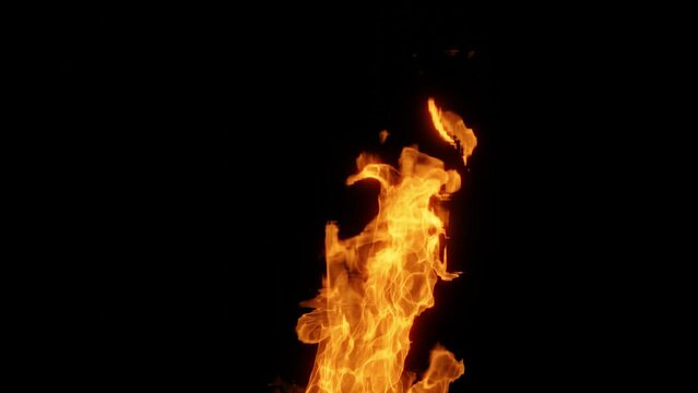 3d rendering fire animation on dark background