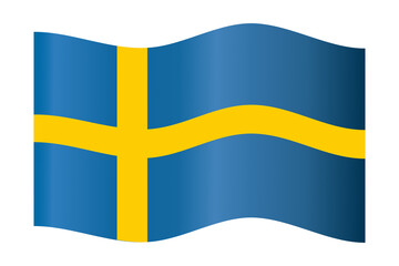 Flag of Sweden single flying waving flag gradient 3d element for decorate Sweden National festival day png 300dpi. 
