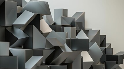 sculpture gray geometric In the second photograph
