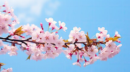 vibrant cherry blossom blue sky