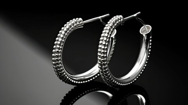 hoop silver earrings In the second photograph