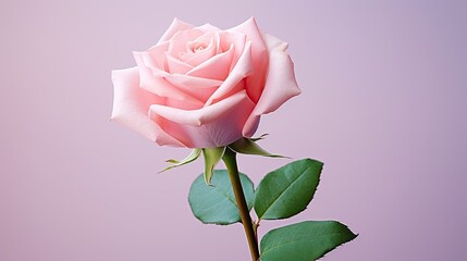 petals pink rose with stem
