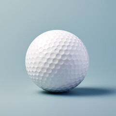 Golf ball in front of a baby blue background