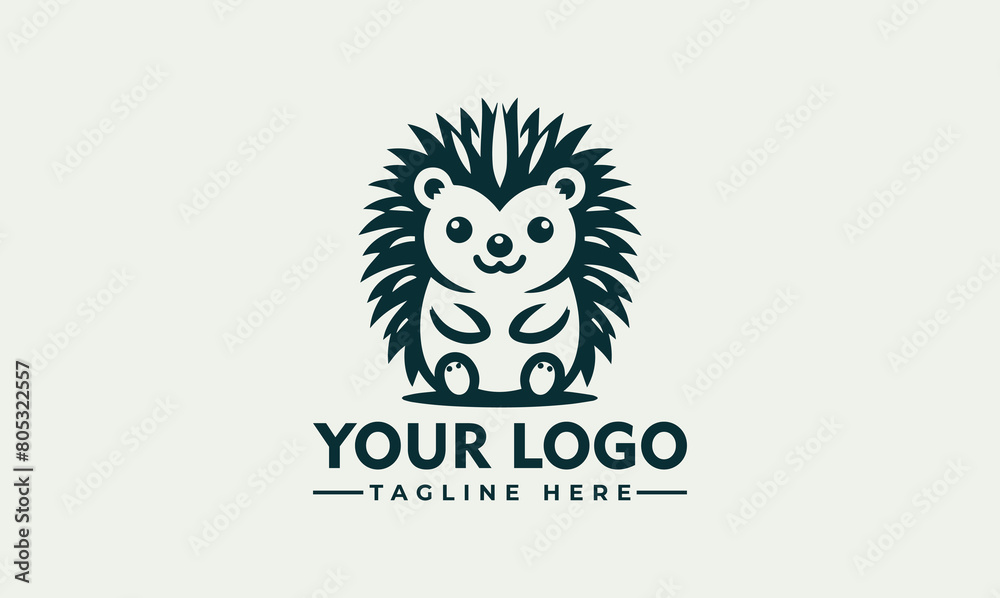 Sticker Hedgehog vector logo porcupine logo illustration design in vector format