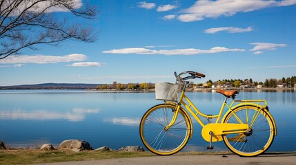 Fototapeta premium ride yellow bicycle